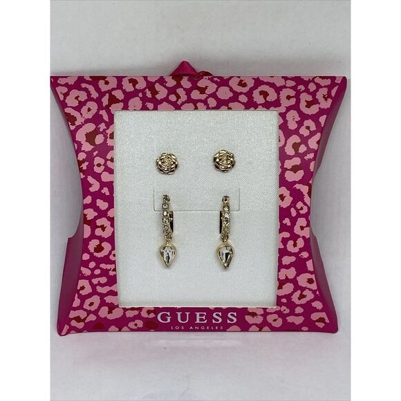 Guess A12068-21 Gold-Tone 2-Pc. Set Crystal Flower Earrings MSRP $25 G24 - Picture 1 of 4